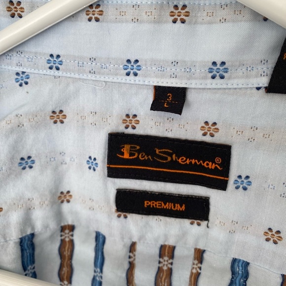 Ben Sherman Men's Light Blue Patterned Shirt - Picture 4 of 4